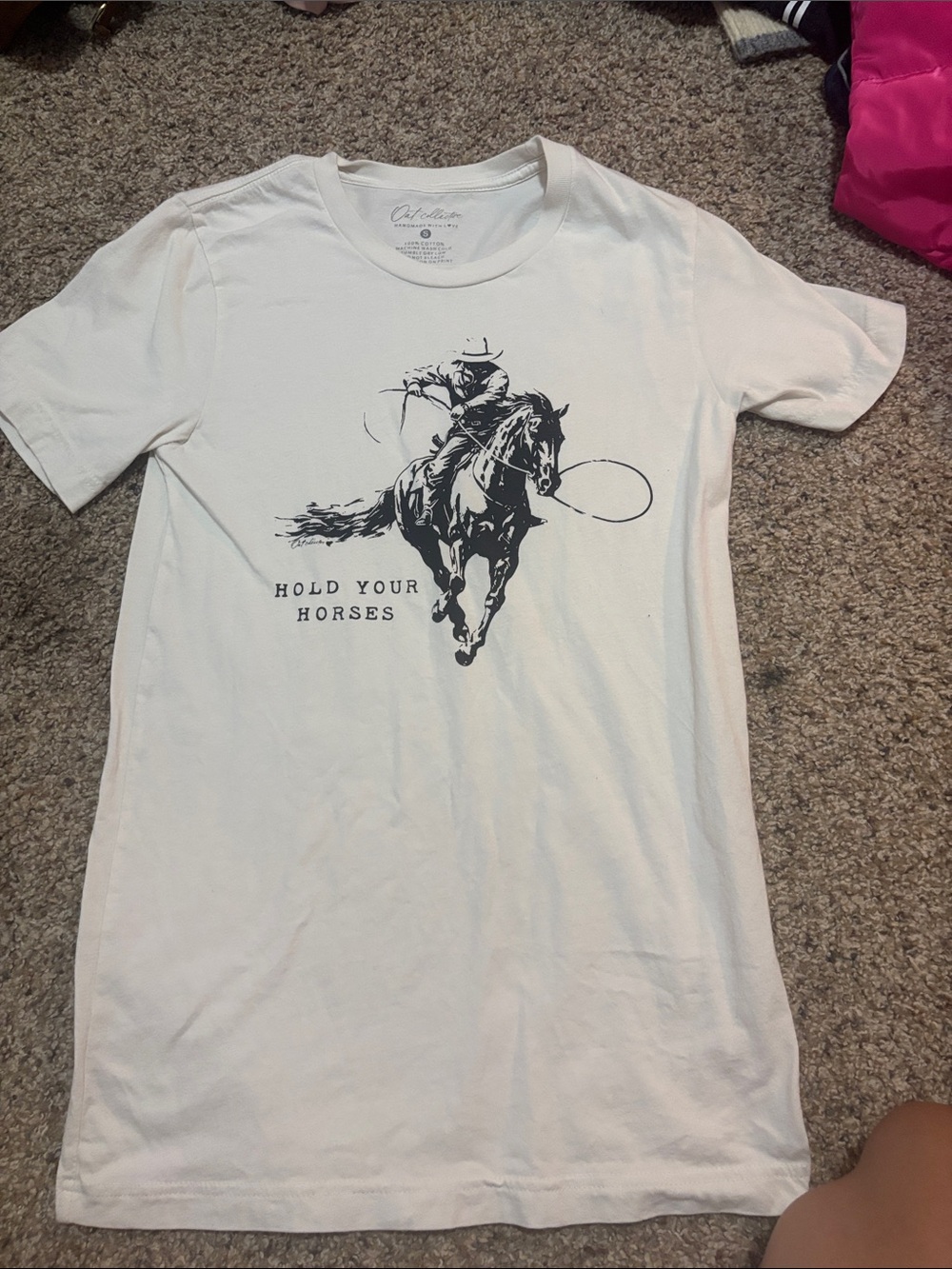 Hold Your Horses White Graphic Tee - Women's Short Sleeve